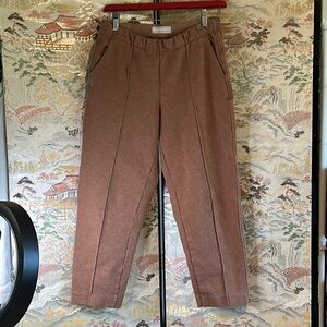 EVERLANE THE DREAM PLEATED KNIT CROP HEATHERED  AUBURN PANT SZ S